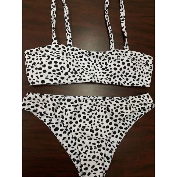 Shein Dalmatian Print Tie Strap Bikini Size Small - Picture 2 of 7